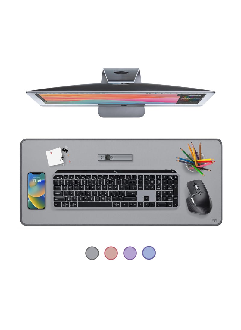 Logitech Logitech Desk Mat - Studio Series, Multifunctional Large Desk Pad, Extended Mouse Mat, Office Desk Protector with Anti-slip Base, Spill-resistant Durable Design, in Mid-Grey  - Image 1