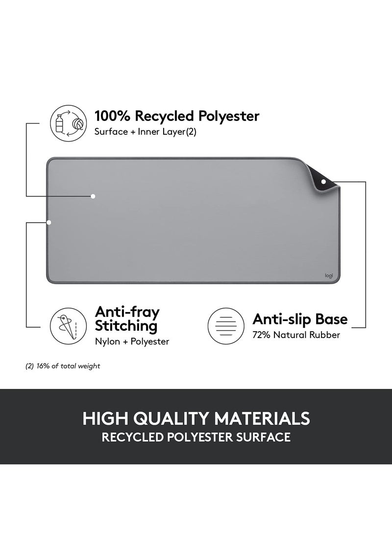 Logitech Logitech Desk Mat - Studio Series, Multifunctional Large Desk Pad, Extended Mouse Mat, Office Desk Protector with Anti-slip Base, Spill-resistant Durable Design, in Mid-Grey  - Image 4