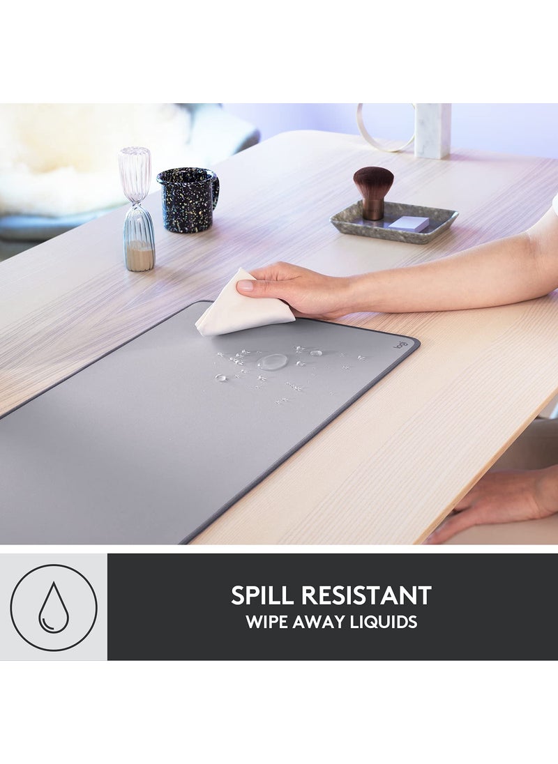 Logitech Logitech Desk Mat - Studio Series, Multifunctional Large Desk Pad, Extended Mouse Mat, Office Desk Protector with Anti-slip Base, Spill-resistant Durable Design, in Mid-Grey  - Image 3