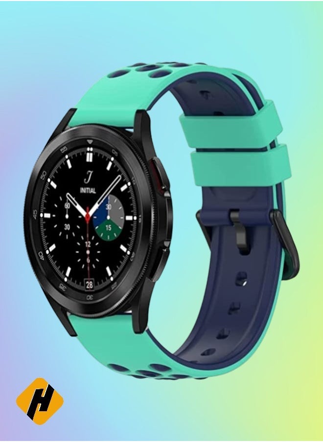 HuHa HuHa Band For Samsung Galaxy Watch4 Classic 46mm 20mm Two-Color Silicone Watch Band Army Green Black  - Image 1