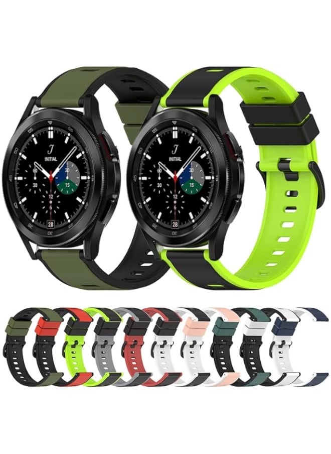 HuHa HuHa Band For Samsung Galaxy Watch4 Classic 46mm 20mm Two-Color Silicone Watch Band Army Green Black  - Image 4
