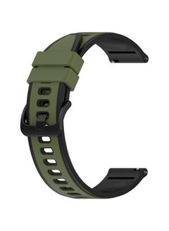 HuHa HuHa Band For Samsung Galaxy Watch4 Classic 46mm 20mm Two-Color Silicone Watch Band Army Green Black  - Image 3