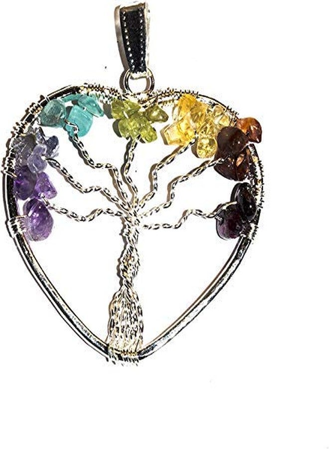 CA AGATE seven chakra Crystal Stone Heart shape Tree Pendant for Reiki Healing and Crystal Healing Stone Pendant - Image 2