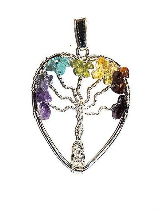 CA AGATE seven chakra Crystal Stone Heart shape Tree Pendant for Reiki Healing and Crystal Healing Stone Pendant - Image 1