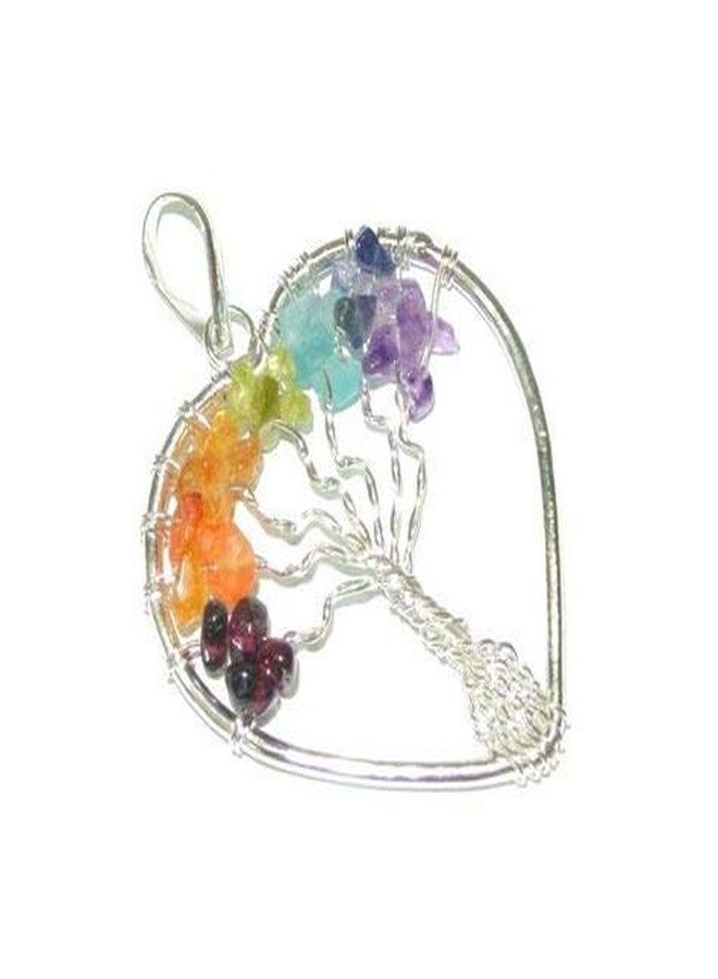 CA AGATE seven chakra Crystal Stone Heart shape Tree Pendant for Reiki Healing and Crystal Healing Stone Pendant - Image 3
