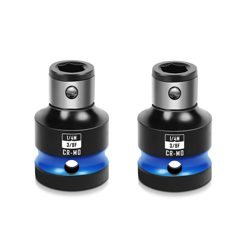 BLACKROBOT 2PCS Impact Bit Holders 38 Inch Square Drive to 14 Inch Hex Socket Adapter for Impact Wrench