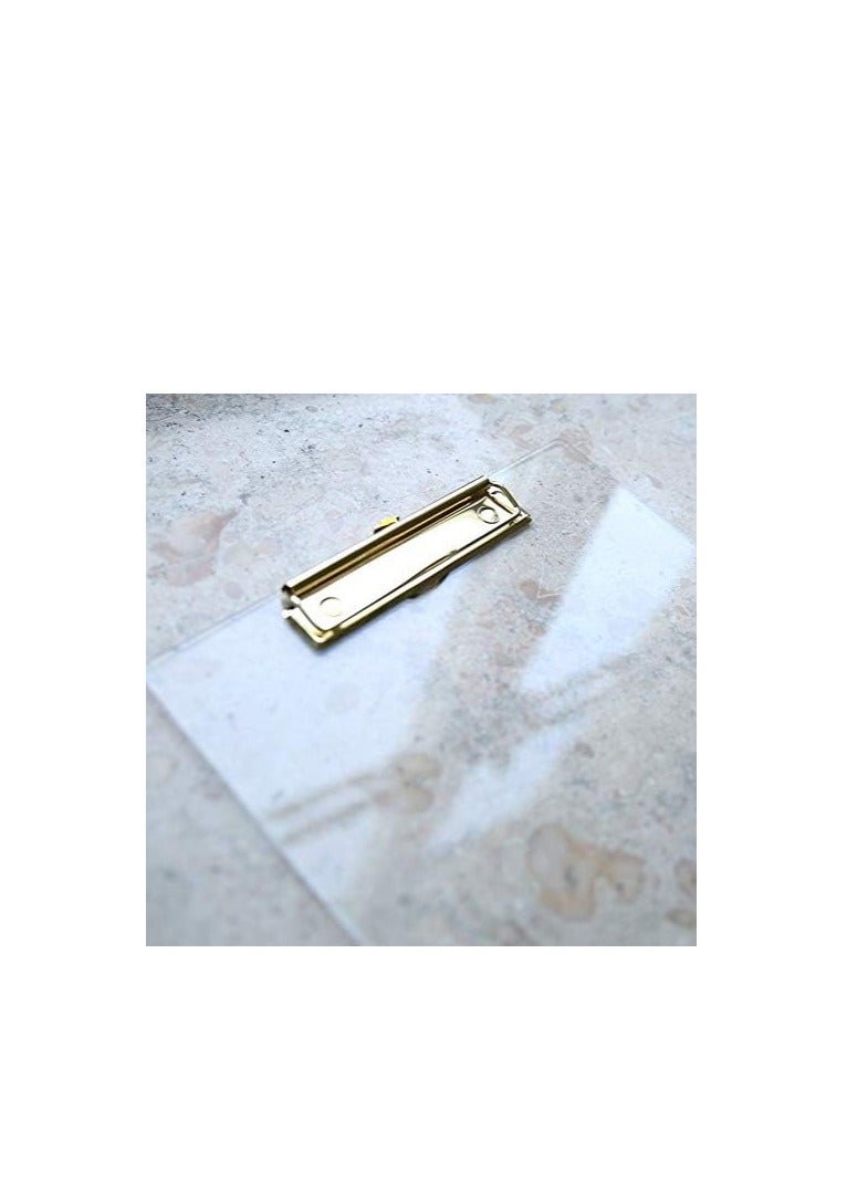 Omega Exam Board –  Colour: White board with premium metallic anodized clip.( clear) Thick Clear Acrylic Clipboard with Shiny  Finish Clip, Perfect for Modern Arts Lover, Fashion and Style Expert, Calligrapher, Office, Seminars,... - Image 1