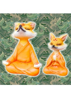 Generic Mini Zen White Fox Succulent Pot Decor Pair of orange foxes 