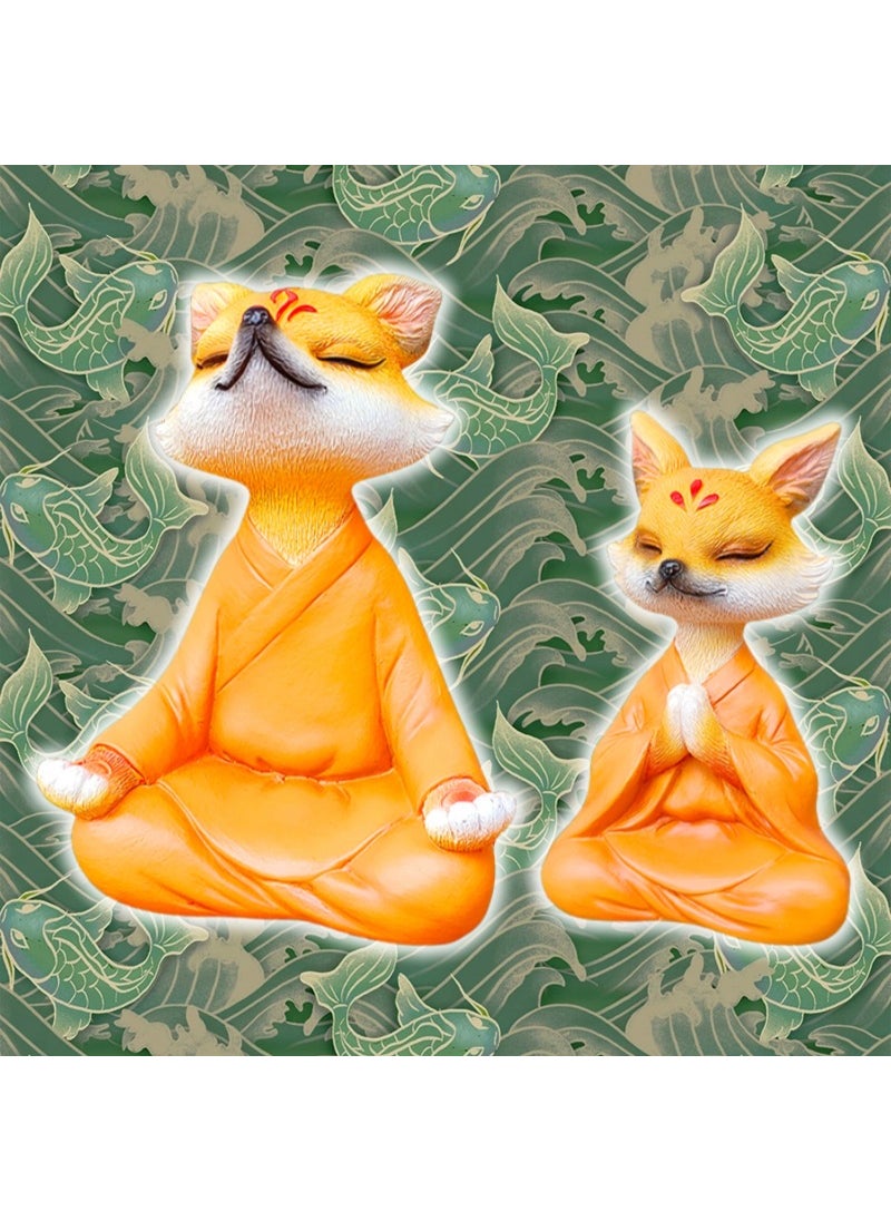 Generic - Mini Zen White Fox Succulent Pot Decor Pair of orange foxes - Image 1