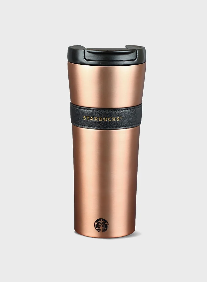 Starbucks Black Leather Band Travel Mug Tumbler 16Oz