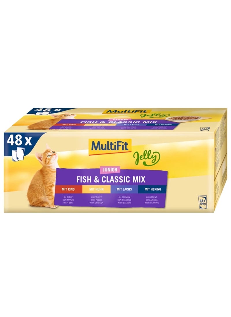Multifit MultiFit Junior Cat Jelly Duo Fish & Classic Mix Pouch 100 gm 