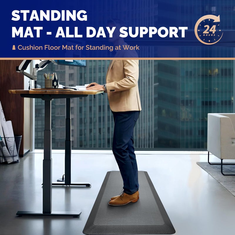FEATOL Anti Fatigue Mat for Standing, 9/10 Extra Thick Ergonomic Standing Desk Mat, Comfort & Durable Memory Foam Standing Mat at Home,Office All Day (20" x 39", Gray, 1PC) - Image 2