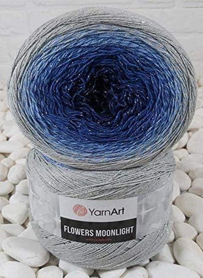 YarnArt Flowers Moonlight Glitter Cotton Yarn, Soft, Rainbow Crochet, Metallic Lurex handknit Shiny, Silvery Cake, Multicolor Cotton, 1 Skein Weight 9.17oz Lenght 393.7 inches, 1 Fine (3271) - Image 2