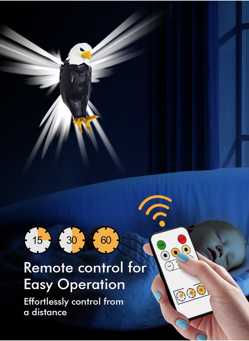 HomarKet Eagle Wall Light Eagle Night Light With Remote Control Magnetic Wall Mounted Eagle Lamp For Bedroom Living Room Hallway Battery Operated And Removable Charging Eagle Light  - Image 3