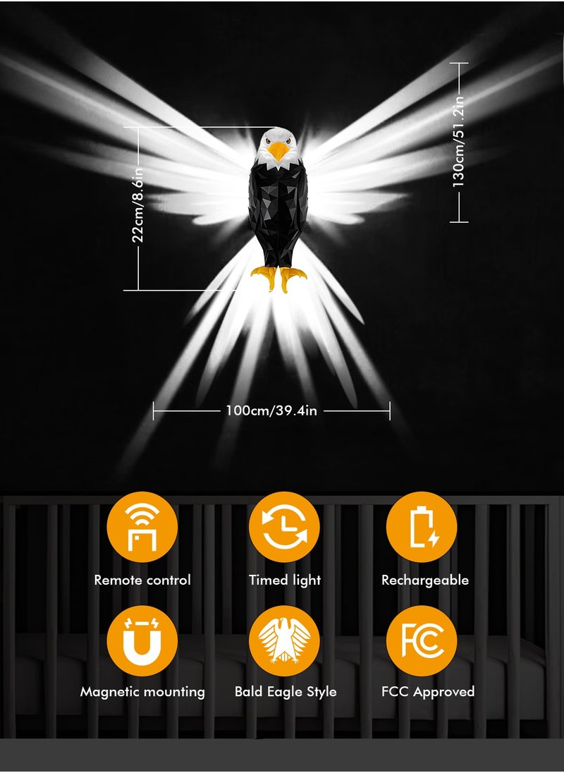 HomarKet Eagle Wall Light Eagle Night Light With Remote Control Magnetic Wall Mounted Eagle Lamp For Bedroom Living Room Hallway Battery Operated And Removable Charging Eagle Light  - Image 2