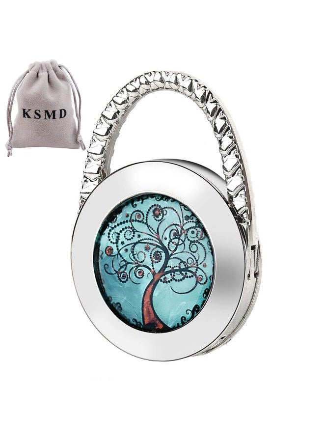 KSMD Purse Hooks for Table and Bars,Portable Purse Hanger Organizers Hooks Handbag Holder Pocketbook Holder Bag Storage for Desk Bag Hook,Foldable Folding Table Hook Hanger (Tree of Life) - Image 1