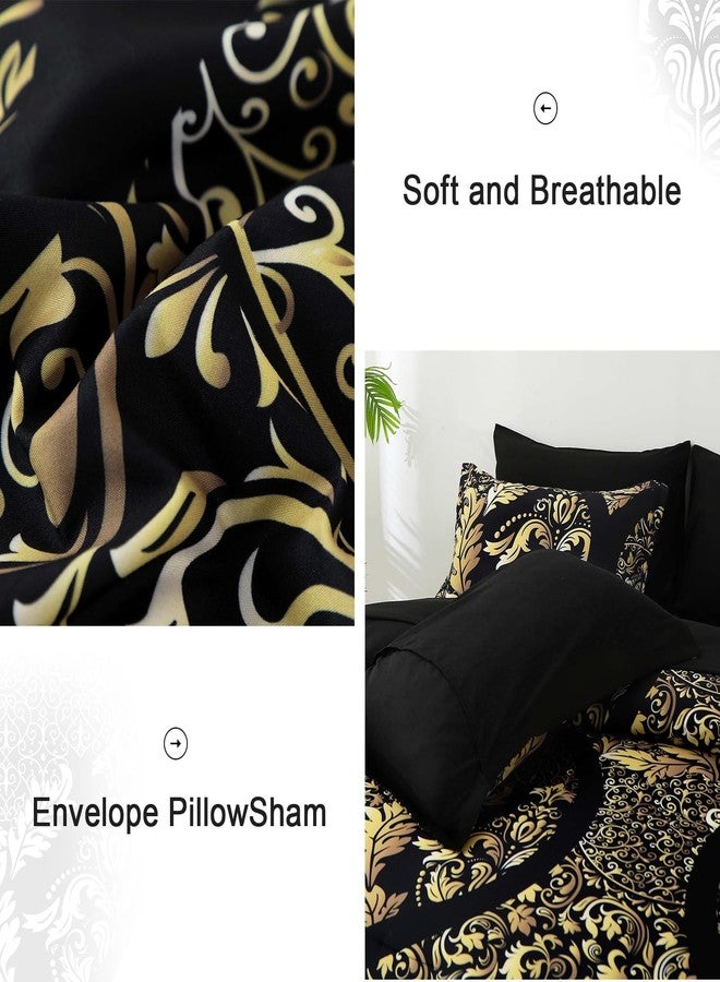 Anibedding Black Gold Comforter Set King Size, 7 Pieces Bohemian Damask Comforter Set Soft Lightweight Microfiber Bedding Set for All Season (104"x90") - Image 5