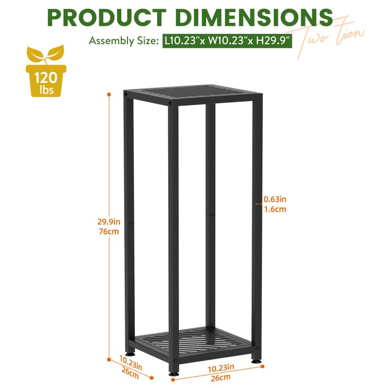 TOSKING Tall Plant Stand Indoor â€“ 2-Tier Modern Metal Shelf, 30" Height & 200 LBS Capacity, Heavy Duty for Living Room, Balcony, Garden (Black) - Image 3