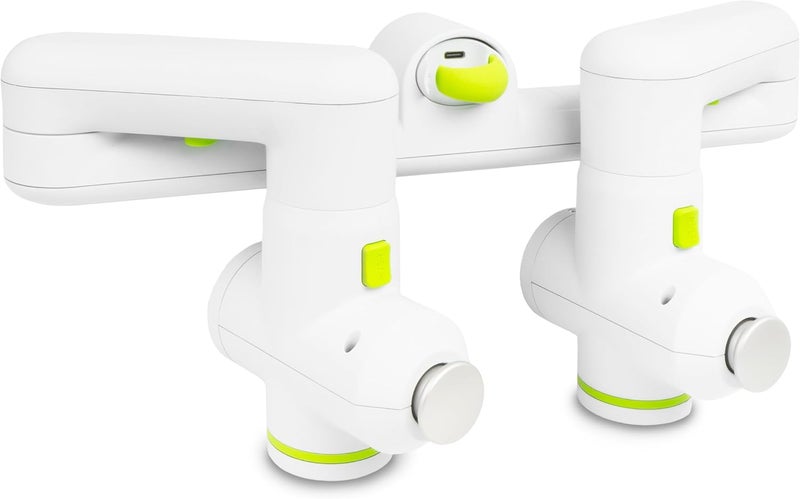 ProSourceFit برو سورس فيت مسدس تدليك مزدوج برو مع 6 قطع قابلة للتوصيل لتخفيف الأنسجة العميقة مسدس تدليك العضلات مع 4 مستويات سرعة مقابض قابلة للتعديل لتدليك الظهر وتخفيف هادئ محمول أبيض - Image 1