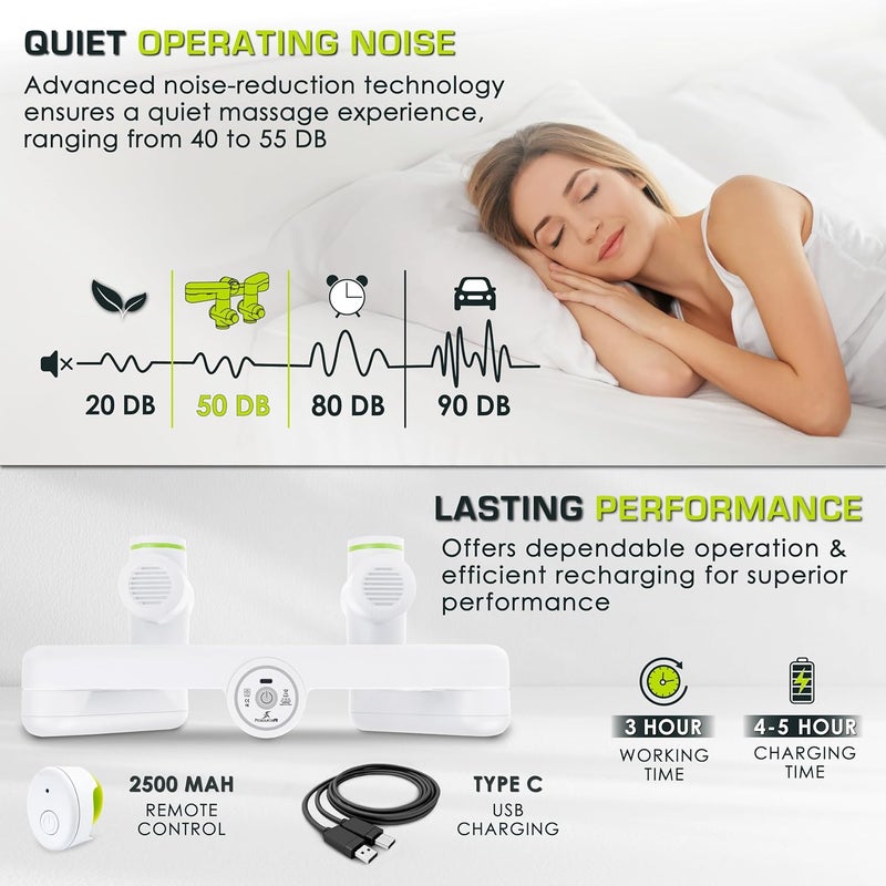 ProSourceFit برو سورس فيت مسدس تدليك مزدوج برو مع 6 قطع قابلة للتوصيل لتخفيف الأنسجة العميقة مسدس تدليك العضلات مع 4 مستويات سرعة مقابض قابلة للتعديل لتدليك الظهر وتخفيف هادئ محمول أبيض - Image 4