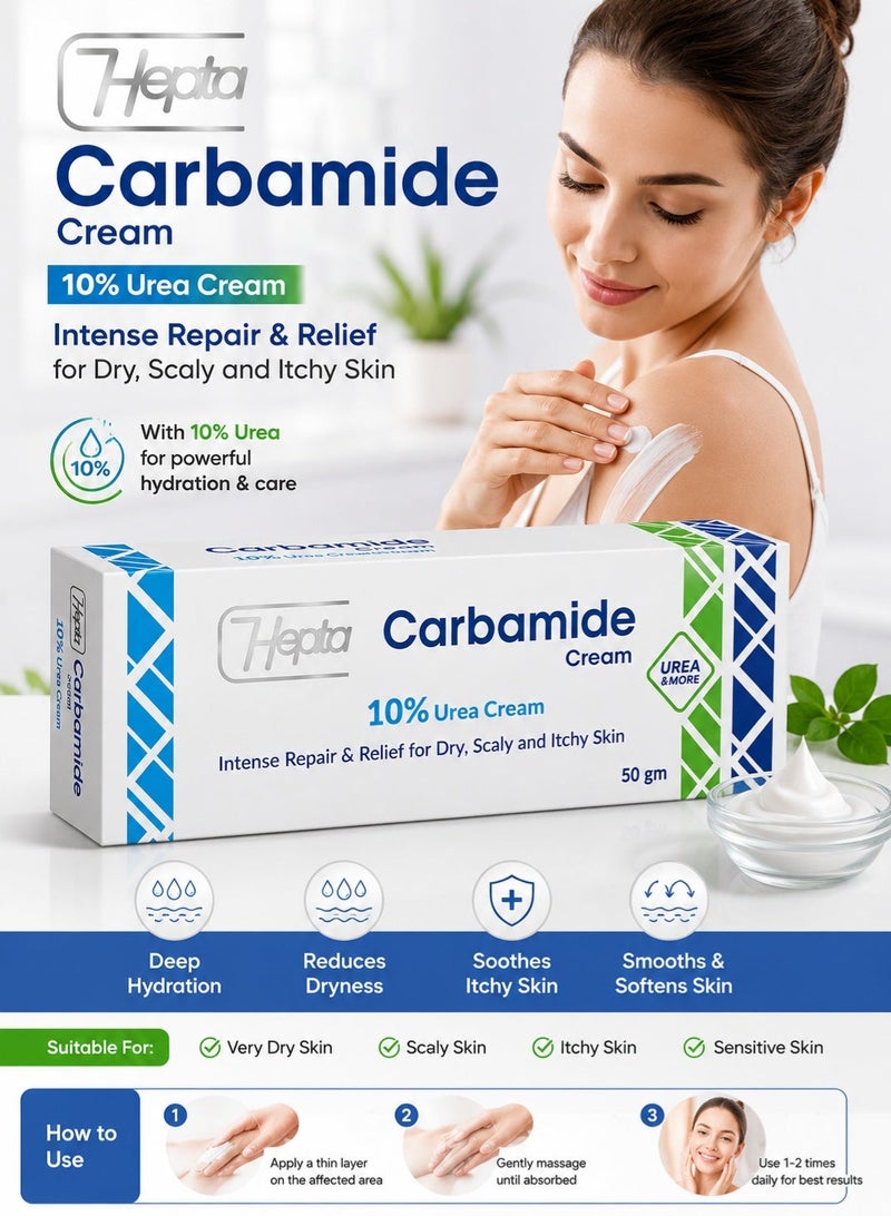 Hepta Carbamide Cream 10% Urea – Intensive Repair & Relief for Dry, Scaly & Itchy Skin | 50g - Image 3