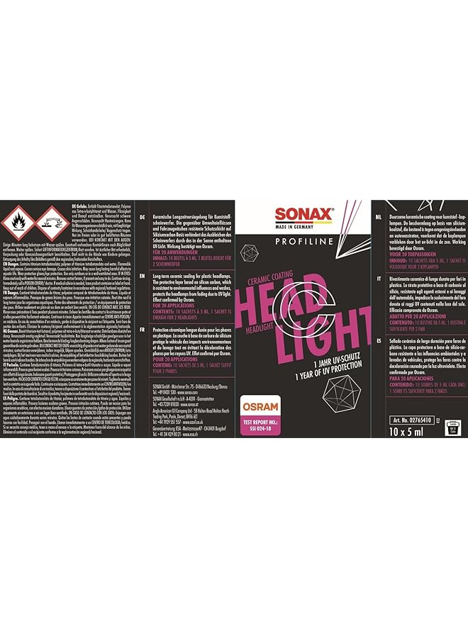 SONAX Profiline Headlight Coating (50 Ml) - Ceramic Long Term Sealant Prevents The Headlights From Bleaching Out Through The Sun'S Uv Light | Item No. 02765410  - Image 3