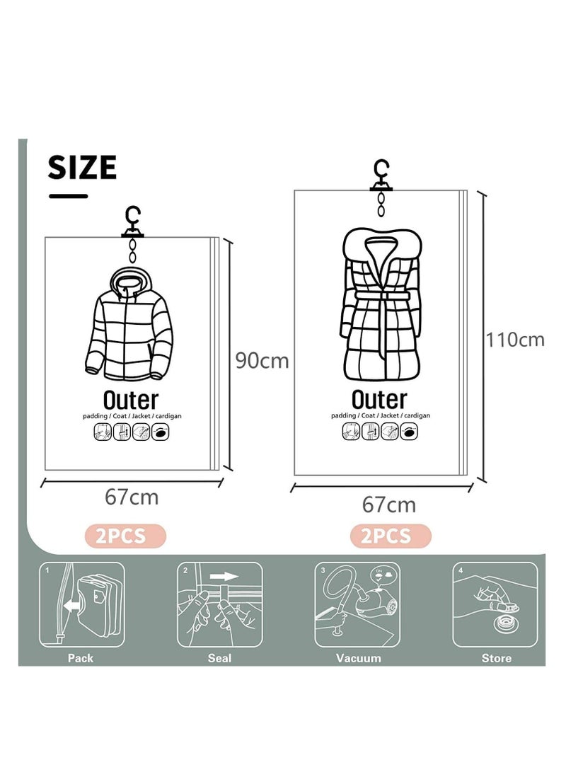 DUNISO Hanging Vacuum Space Saver Bag, 4 Pack Reusable Vacuum Storage Bag with Hangers, Vacuum Seal Storage Bag with Suction Pump, Space Bags Vacuum Bag for Sweater, Coat, Suit - Image 3
