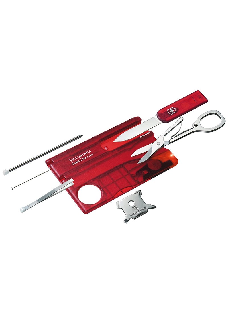 Victorinox Victorinox Swiss Card Lite Swiss Army Knife, 13 Functions, Swiss Made Pocket Knife with Magnifying Glass, LED and Tweezers - Ruby  - Image 1