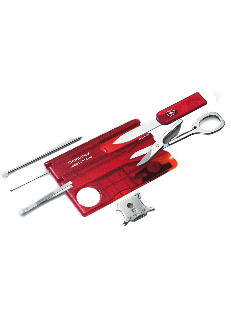 Victorinox Victorinox Swiss Card Lite Swiss Army Knife, 13 Functions, Swiss Made Pocket Knife with Magnifying Glass, LED and Tweezers - Ruby  - Image 5