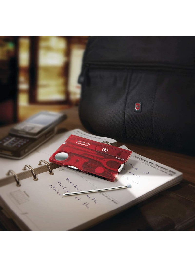 Victorinox Victorinox Swiss Card Lite Swiss Army Knife, 13 Functions, Swiss Made Pocket Knife with Magnifying Glass, LED and Tweezers - Ruby  - Image 3
