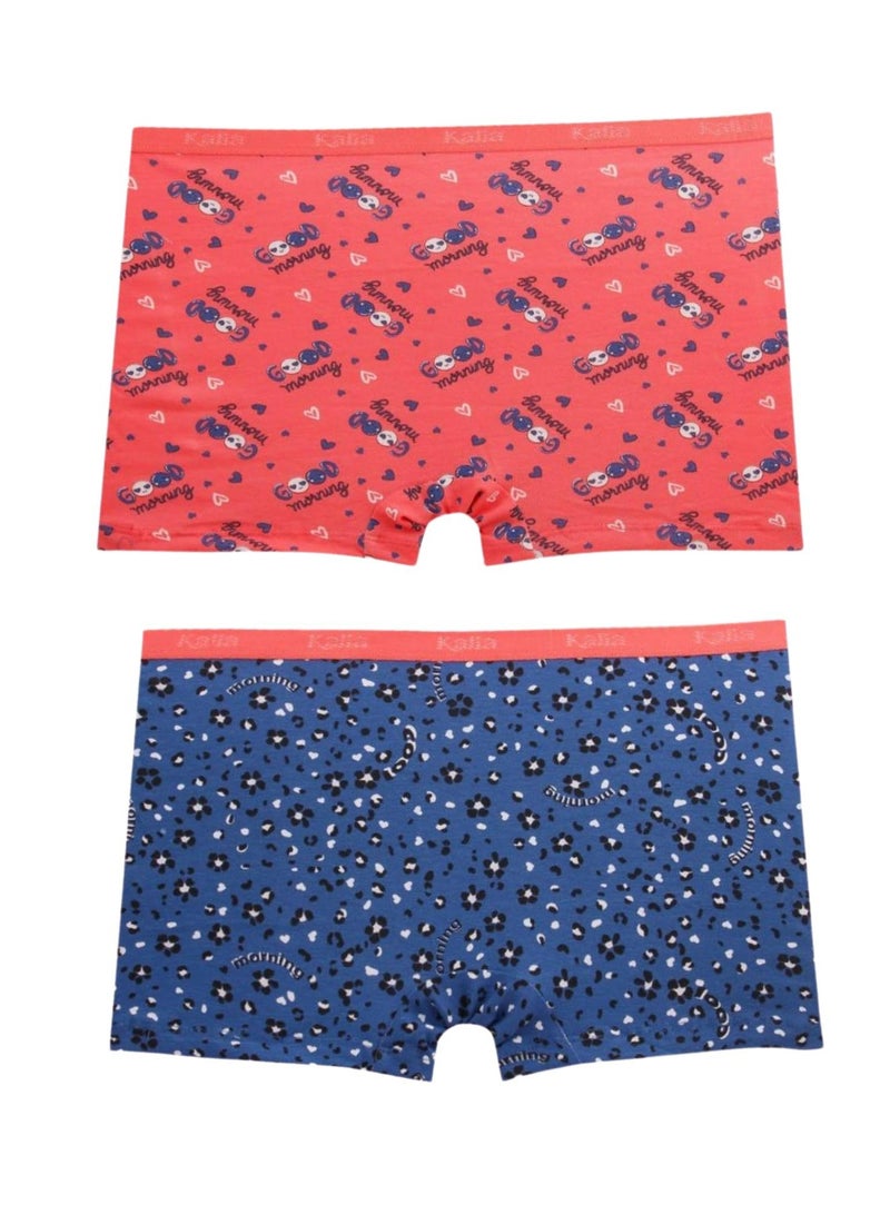 Kalia Pack of 4 Printed Color Cotton Hot Short Underwear for Women  - Image 2