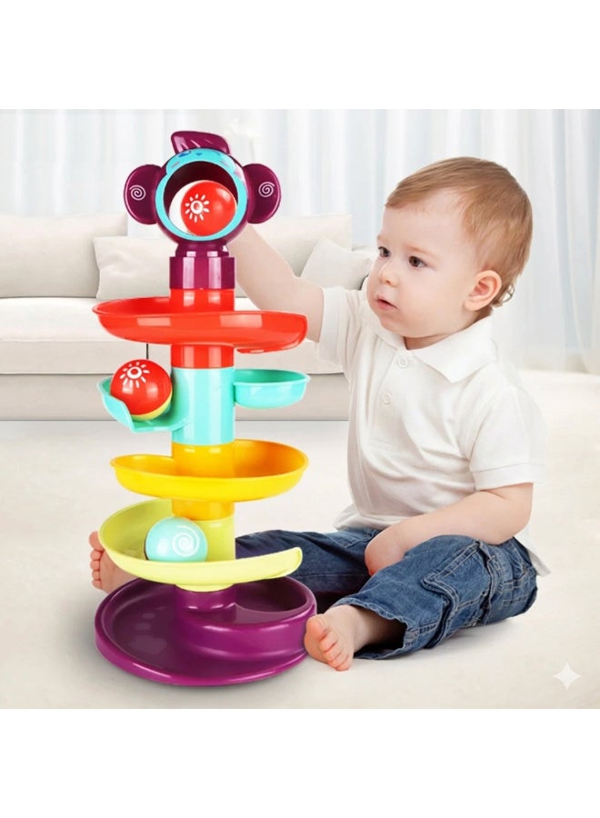 Musical Ball Run Tower | 6–36 Months | Multi-Color | BPA-Free ABS Plastic | Includes 6 Balls & 3 Spiral Slides & Music Function | Promotes Fine Motor Skills & Hand-Eye Coordination - Image 4