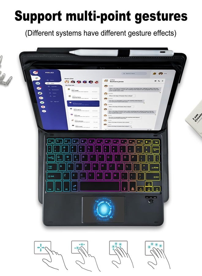 MePadKey Universal Touchpad Keyboard Case for 9.7,10.1,10.2",10.5",10.9",11" ipad/Samsung Tablet, Rainbow Backlight TrackPad Keyboard with Type-C Charging Port fit 9.7-11 inch Android (Black) - Image 3