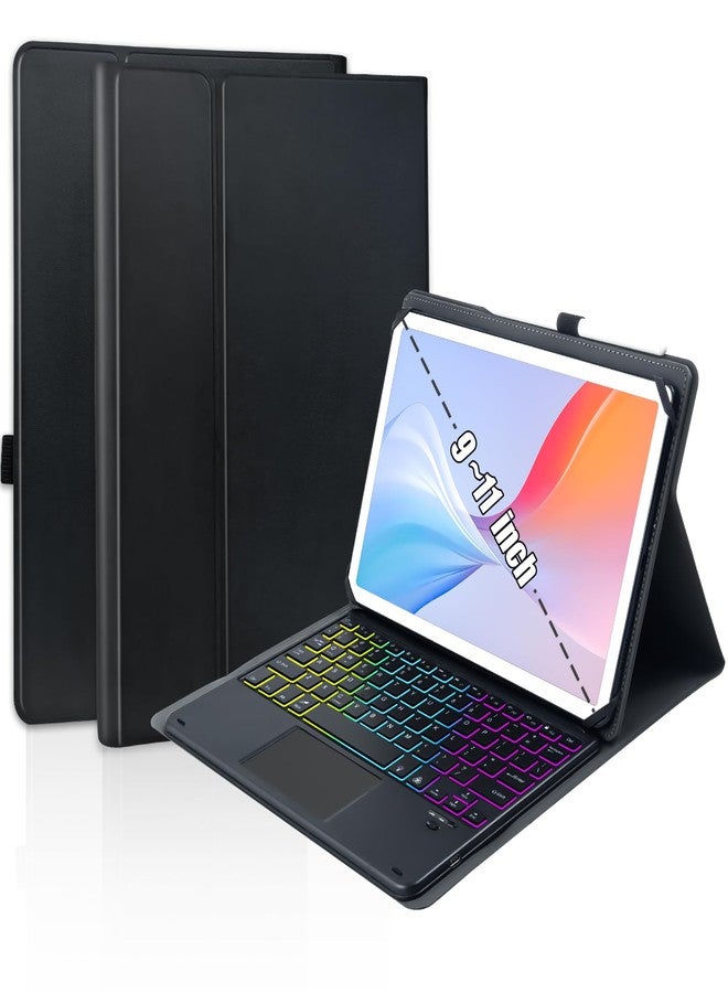 MePadKey Universal Touchpad Keyboard Case for 9.7,10.1,10.2",10.5",10.9",11" ipad/Samsung Tablet, Rainbow Backlight TrackPad Keyboard with Type-C Charging Port fit 9.7-11 inch Android (Black) - Image 1