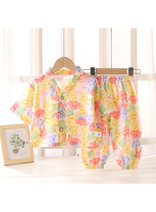 2-Piece Sets Summer Kids Sleepwear  Printed Short Sleeve Pants Cute Comfortable Loungewear Suits Night Clothes - Image 1