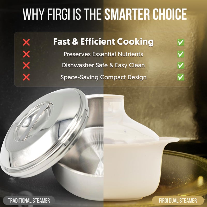 FIRGI 48oz Platinum Silicone 3 Compartmented Microwave Steamer Pot with Handle & Lid - Korean 100% Food-Grade Steamer Bowl, Heat-Resistant Cooker with Steam Holes, Easy Clean, Dishwasher Safe, Ivory - Image 4
