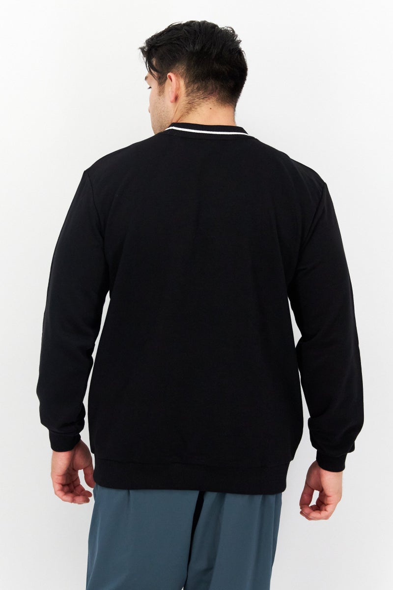 FILA Men Sportswear Fit Round Neck Long Sleeve Outdoor Sweatshirt, Black - Image 4