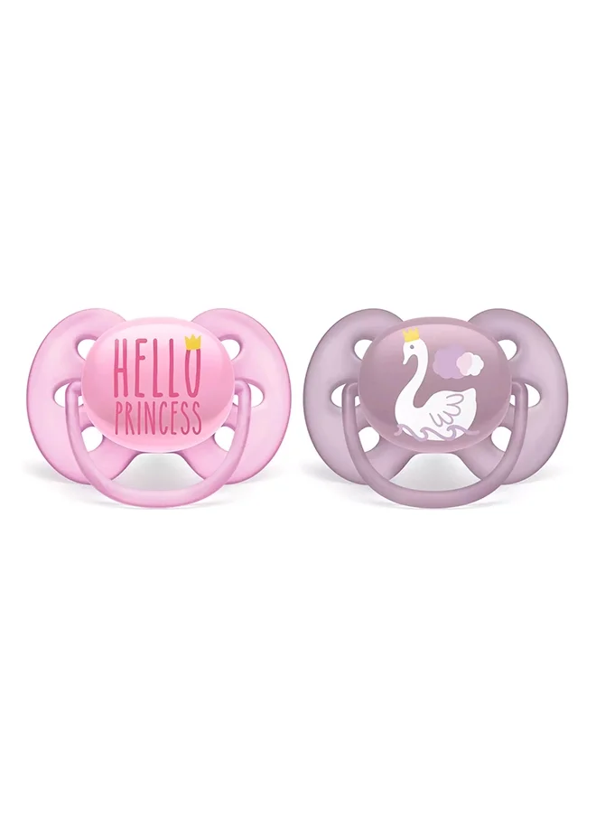 PHILIPS AVENT Pack Of 2 Ultra Soft Pacifier Bpa - Free Dummy For Babies From 6 - 18 Months (Model Scf223, 02) Hello Princess
