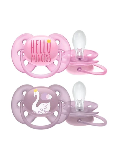 PHILIPS AVENT Pack Of 2 Ultra Soft Pacifier Bpa - Free Dummy For Babies From 6 - 18 Months (Model Scf223, 02) Hello Princess