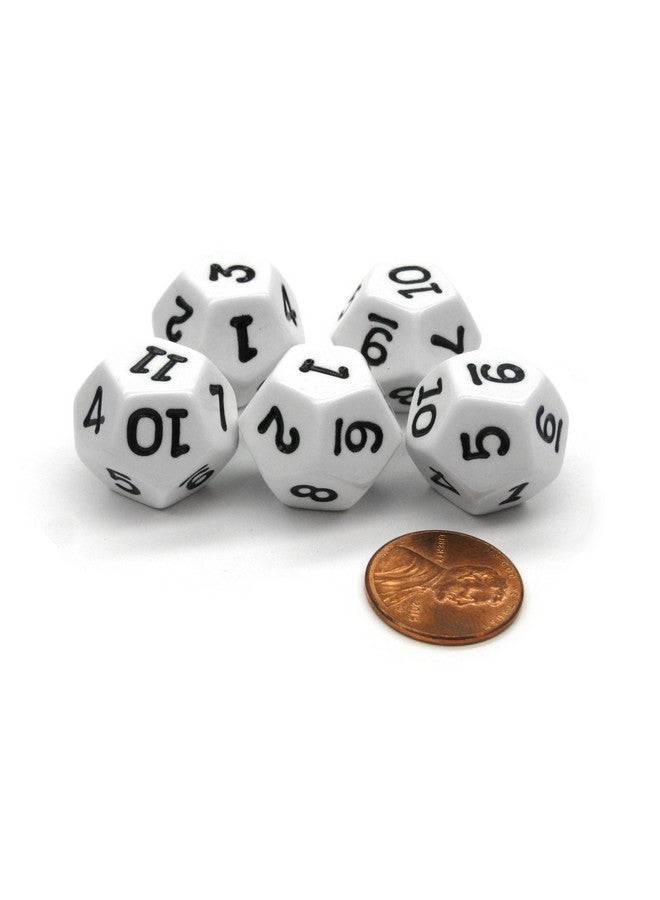 Koplow Games Set of 5 D12 12-Sided 18mm Opaque RPG Dice - White with Black Numbers - Image 1