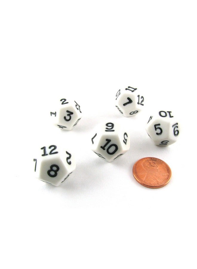 Koplow Games Set of 5 D12 12-Sided 18mm Opaque RPG Dice - White with Black Numbers - Image 3