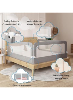 bbet Foldable Crib Bed Rail Guard Upgraded Child Guardrail Designed for Single Bed and Double Bed Height Adjustable Comfortable Safety One-Piece Fence  - Image 5