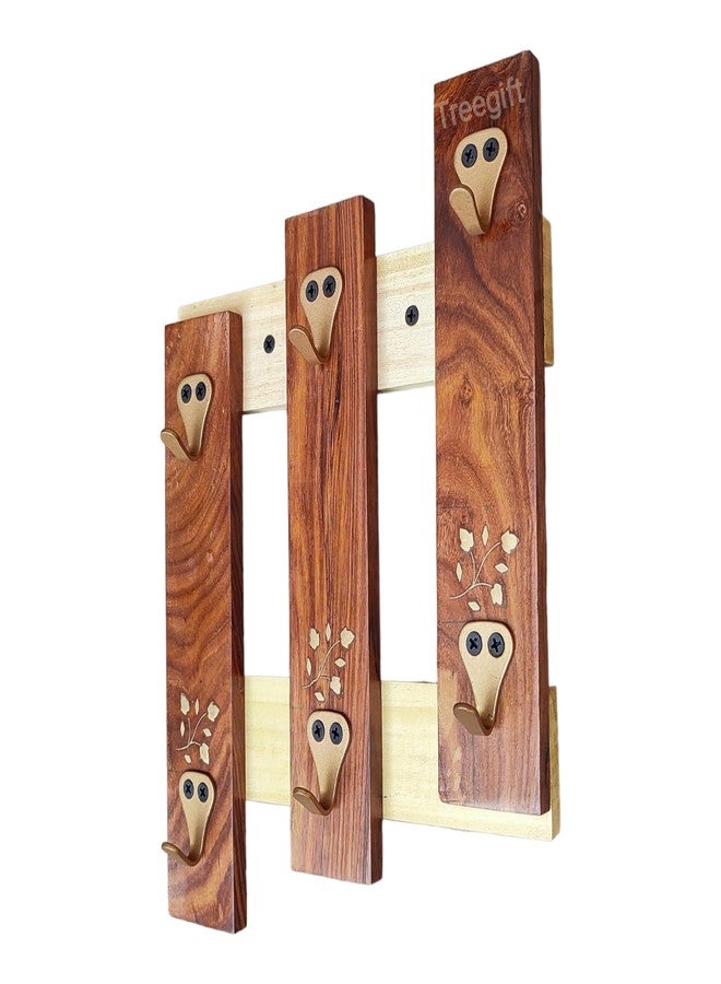 Treegift Wooden Cup Organizer Coffee Mug Holder Teacups Stand with 6 Hooks for Kitchen Wall Display Storage and Collection.Size- 13" x 9" inch (Sheesham Wood) (Style 1) - Image 4
