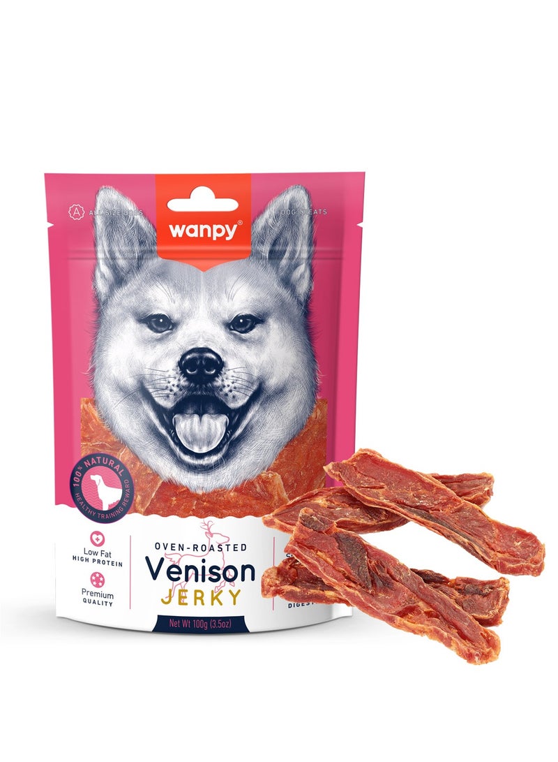 Wanpy Oven-Roasted Dry Venison Jerky Dog Treats 100g  - Image 1