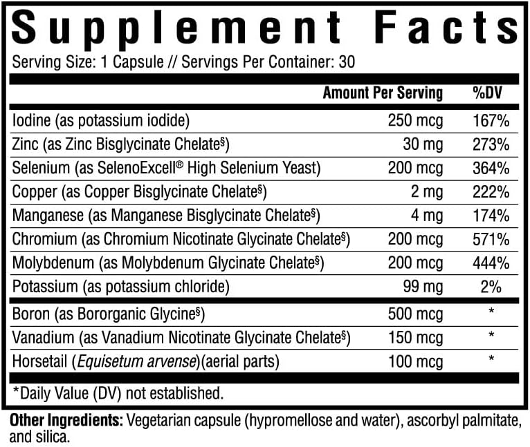 Seeking Health Trace Minerals Complex 10 Essential Trace Minerals Supplement Iodine Zinc Copper Selenium Manganese Potassium Horsetail Extract Immune Support Vegetarian 30 Capsules - Image 2