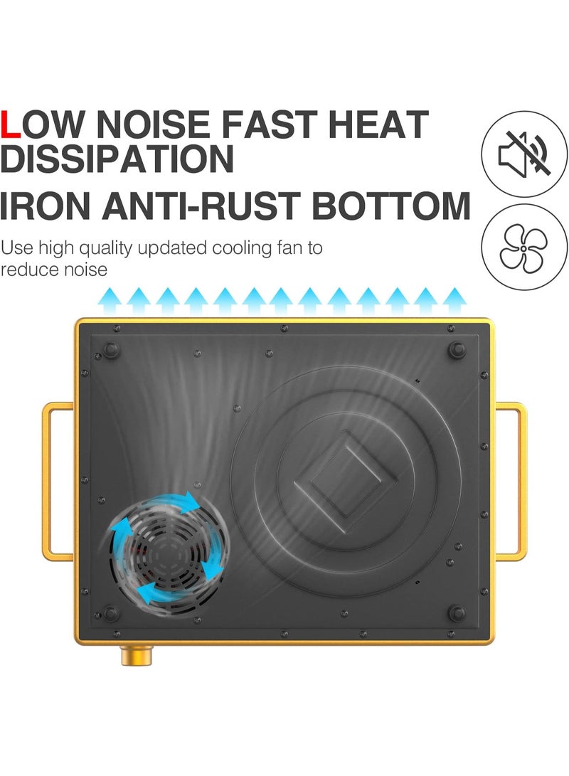 غضب طباخ رقمي بالأشعة تحت الحمراء - موقد طهي فردي، شعلة 3500 واط مع درجة حرارة قابلة للتعديل، توفير الطاقة/تحكم باللمس ولوحة استشعار، مؤقت، وظائف متعددة تشمل القلي والشواء والحساء (Sunglow) - Image 5