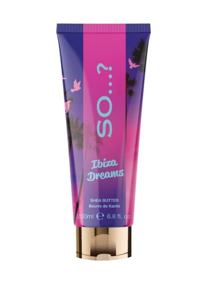 So..? Escapes Women's Ibiza Dream Hydrating Shea Butter Body Lotion | 200ml | Fruity & Floral Scent | Infused with Sweet Red Apple, Raspberry & Violet Fragrance | Deeply Nourishing | Cruelty-Free  - Image 1