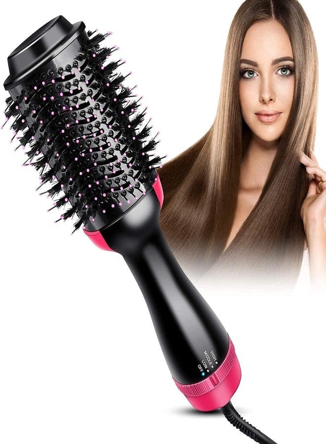 APTODEN Hot Air Brush For Hair Hair Dryer For Woman Hair Straightening Brush Curler Professional 4 In 1 Volumizer Blow Drying for All Hairstyle Curling & Styling 1200 Watt | Gifts for Woman Smooth, Frizz-Free Shine with Advanced Ionic Technology Pink - Image 1