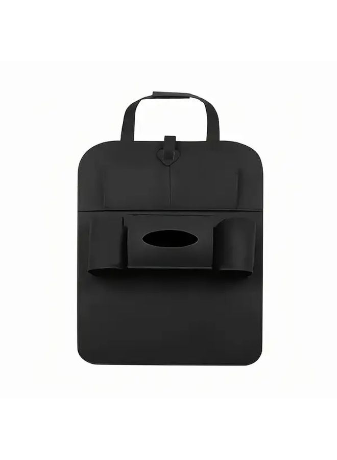Black Car Seat Back Organizer With Cup Holders Smartphone Pocket Felt Storage Bag - Image 5