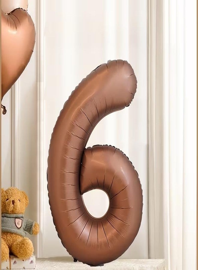 Atpata Funky 34 Inch Matte Tan Brown Number Foil Balloons Earthy Matte Finish Number Balloons for Birthday Anniversary Boho Rustic Party Decoration Milestone Celebration Backdrop (6) - Image 1